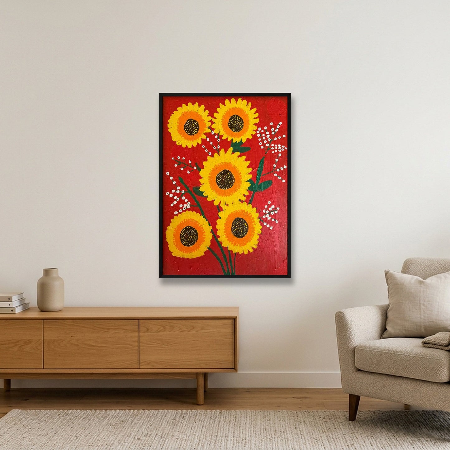 Sunflower Family  — 70×100cm, 28×39" Black Frame