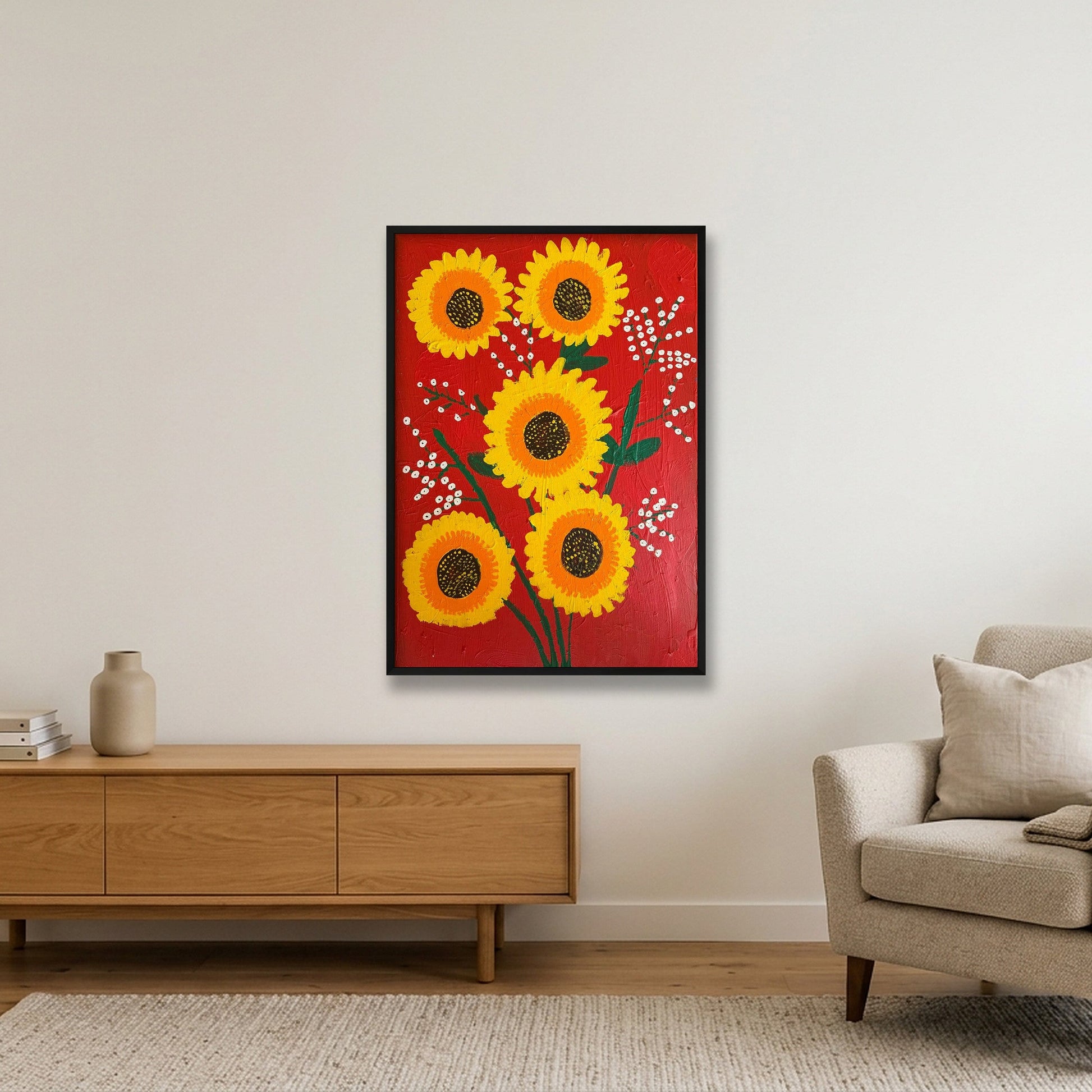 Sunflower Family  — 70×100cm, 28×39" Black Frame