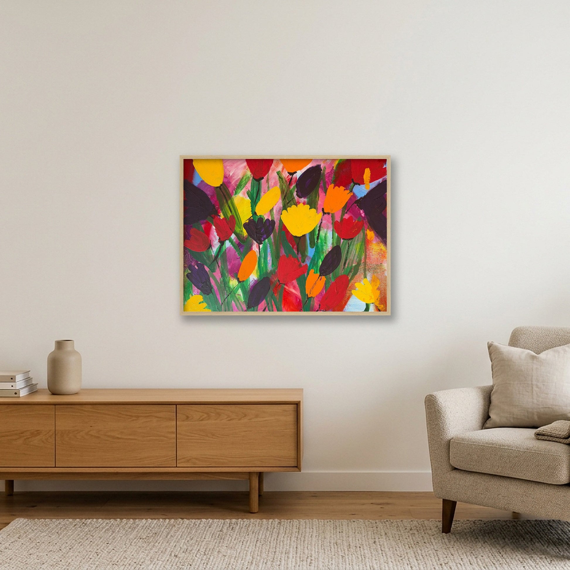 Tulip Bliss — 80×60cm, 31×24" Oak Frame