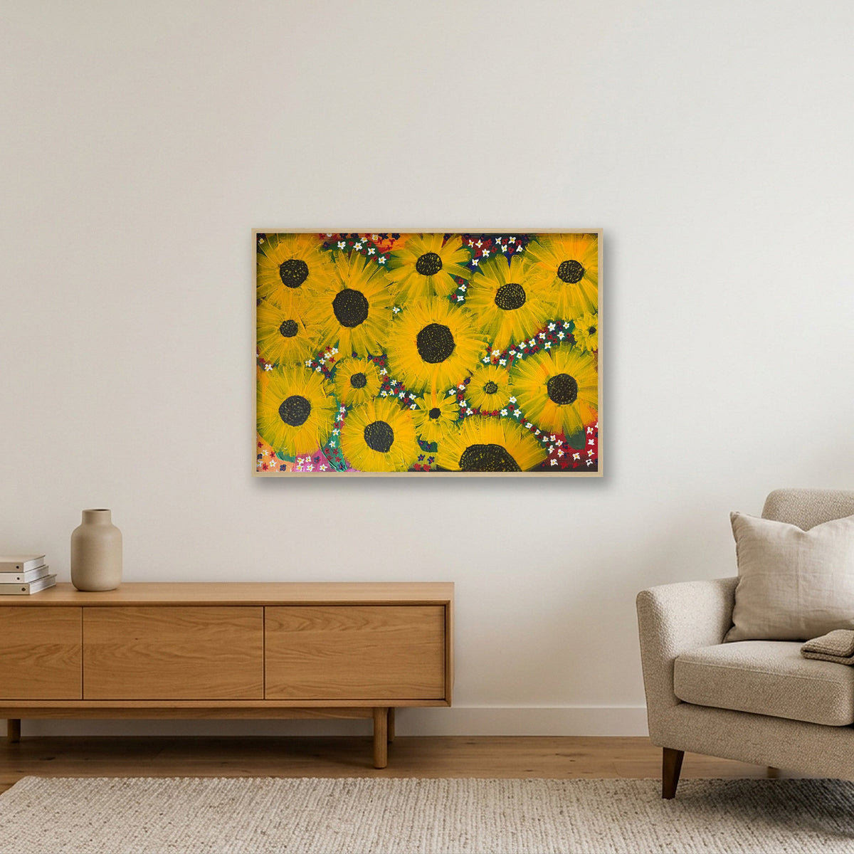 Sunflowers  — 100×70cm, 39×28" Oak Frame