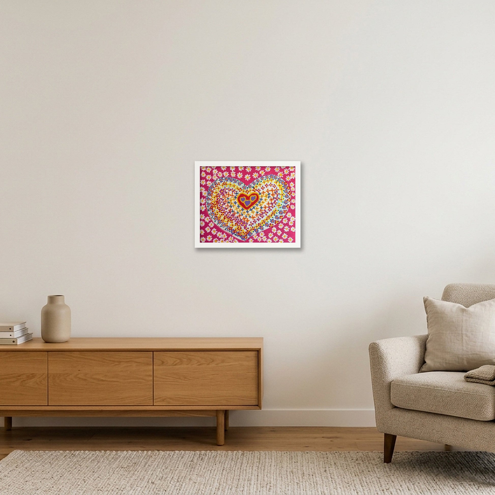 Heart of Daisy — 35×28cm, 14×11" White Frame