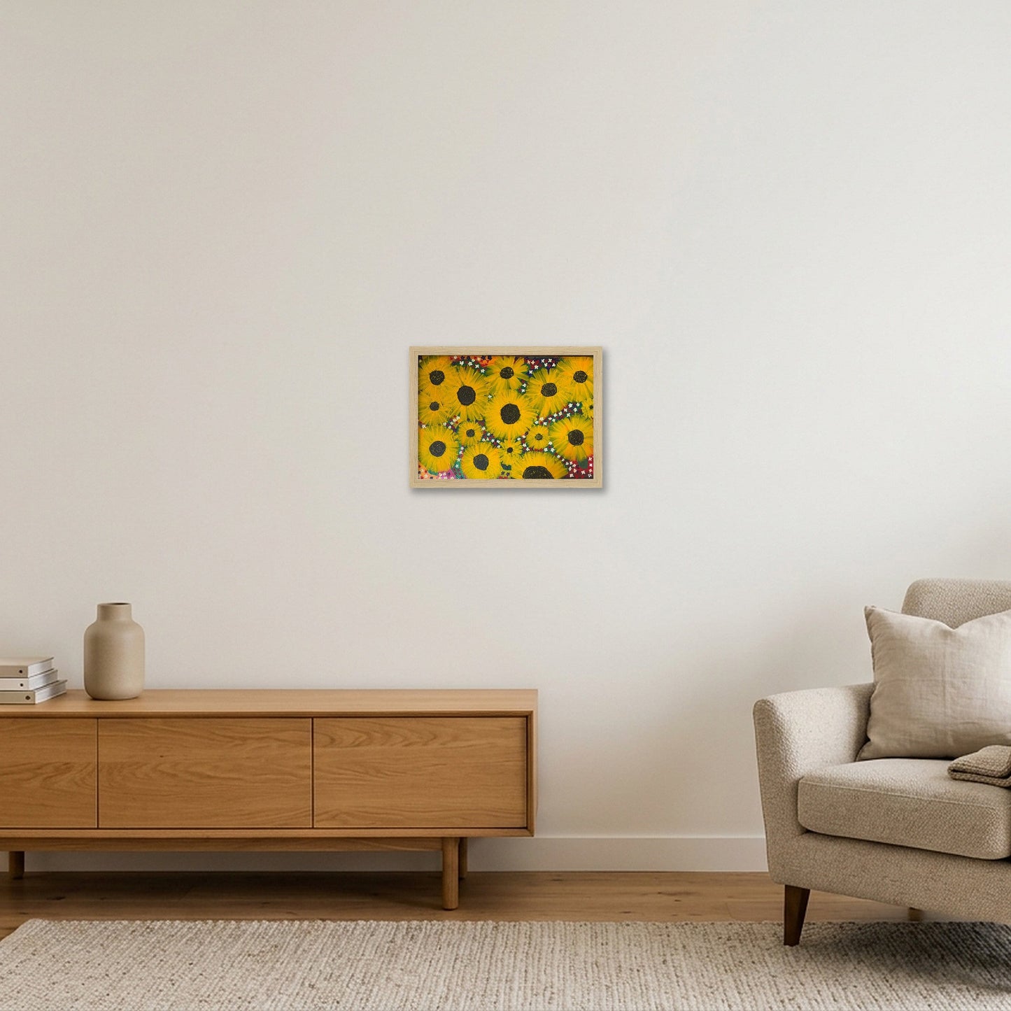 Sunflowers — A4 (30×21cm, 12×8") Oak Frame
