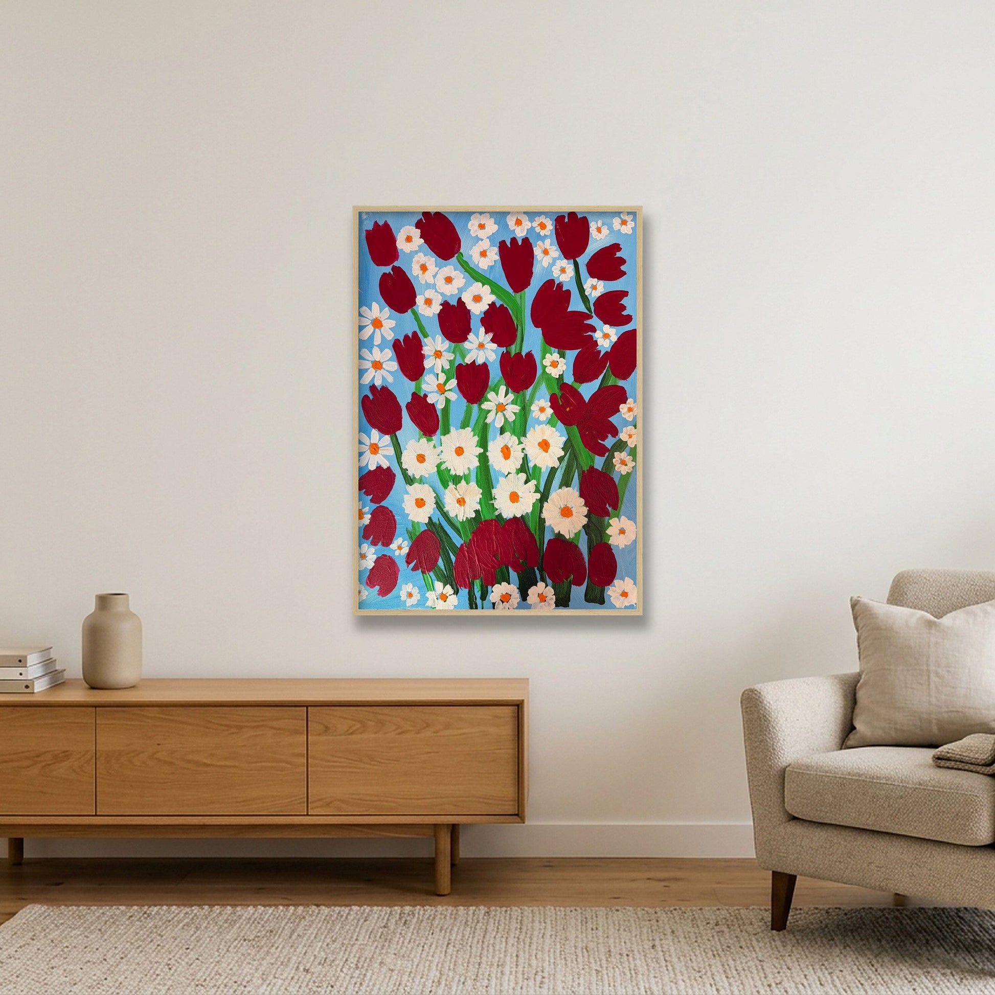 Flowers — 70×100cm, 28×39" Oak Frame