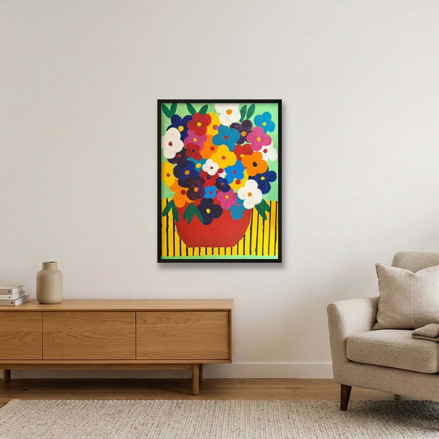 Cartoon Flower — 60×80cm, 24×31" Black Frame