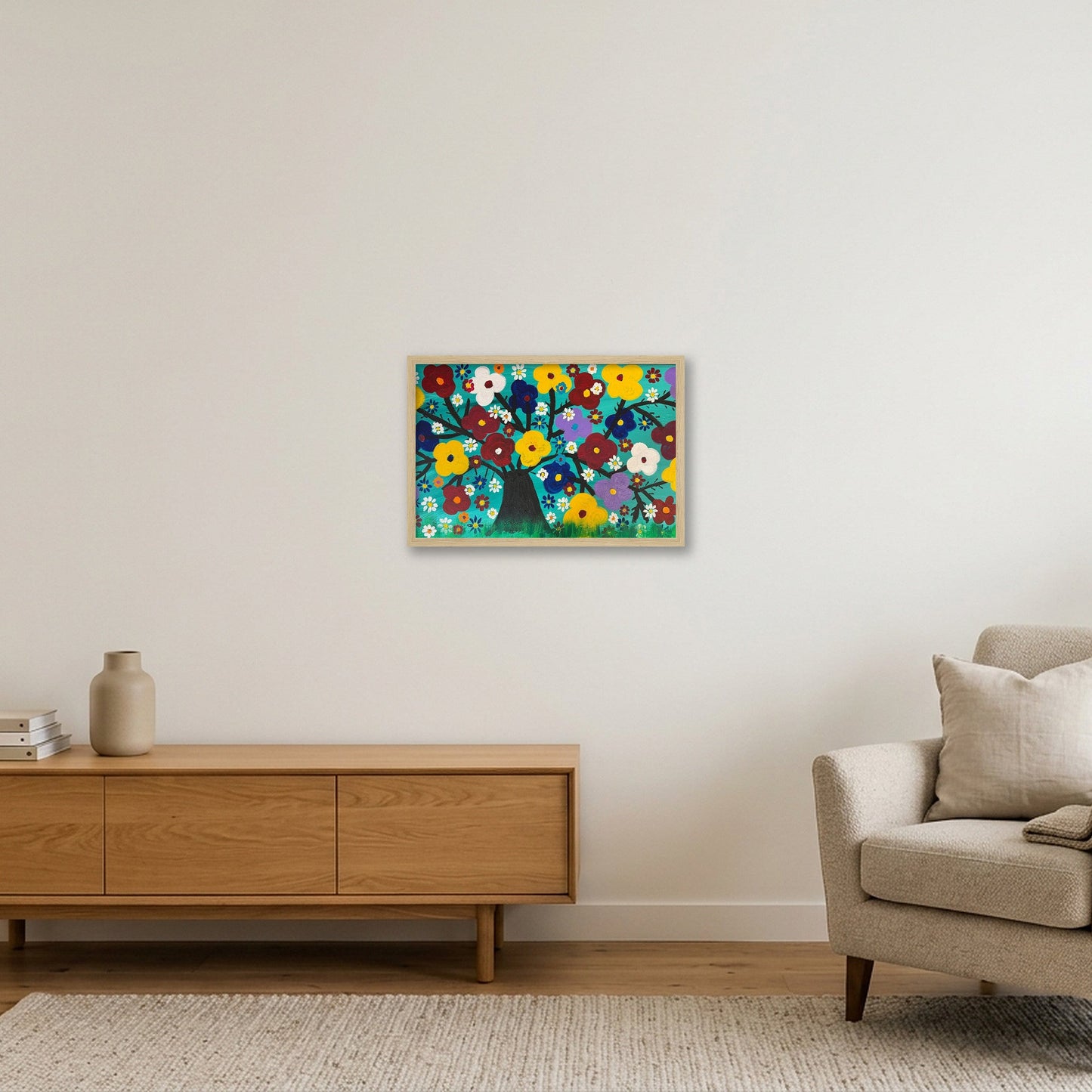 Bright Flowers — 45×30cm, 18×12" Oak Frame