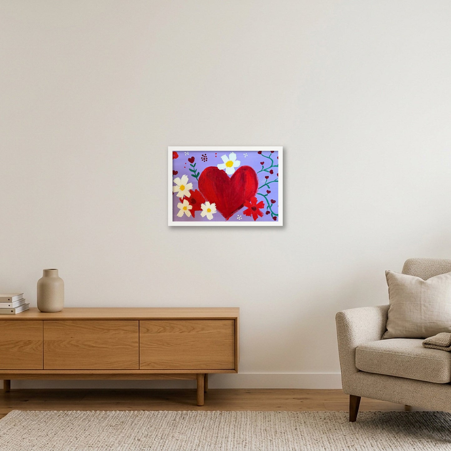 Vine of Hearts  — 45×30cm, 18×12" White Frame
