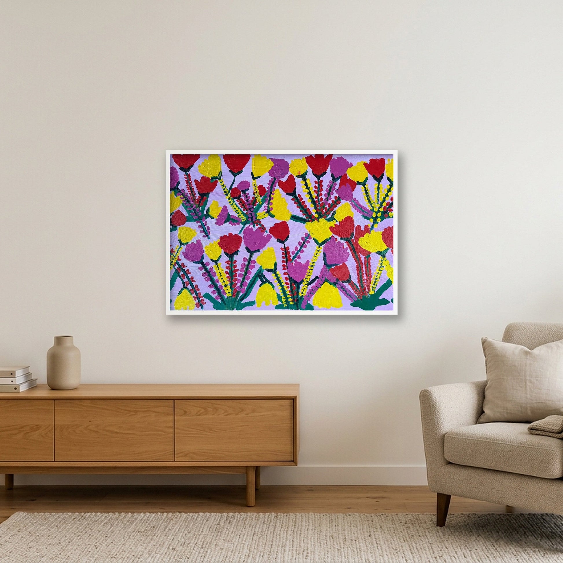 Tulips — 100×70cm, 39×28" White Frame
