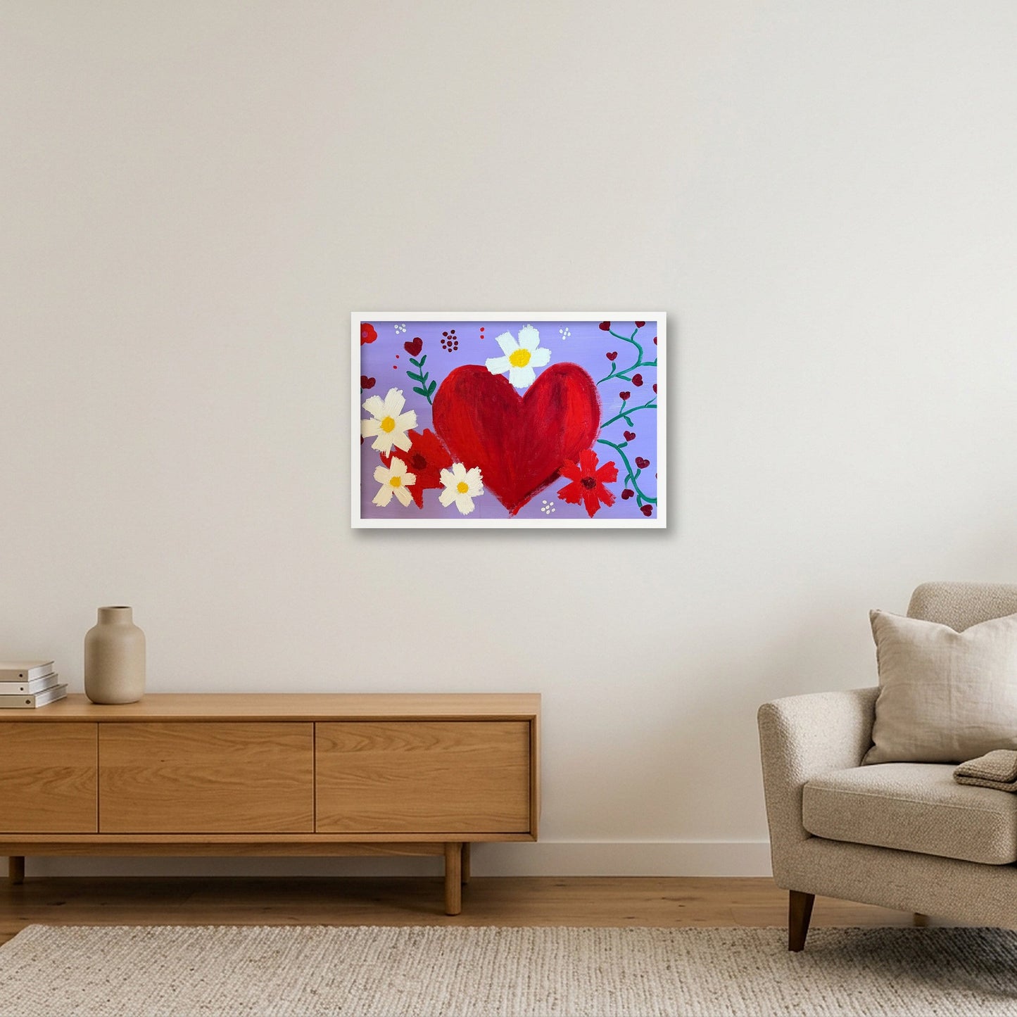 Vine of Hearts  — 60×40cm, 24×16" White Frame
