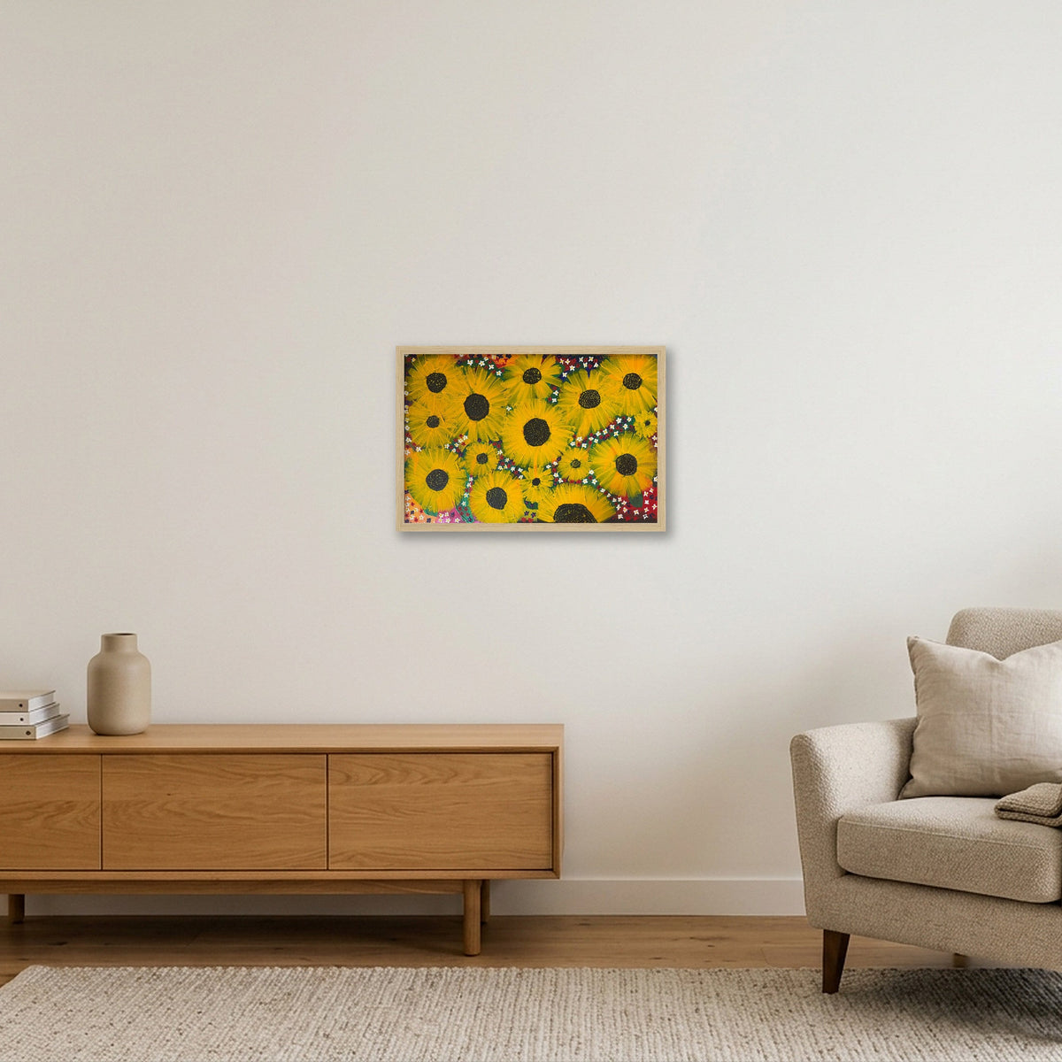 Sunflowers  — 45×30cm, 18×12" Oak Frame