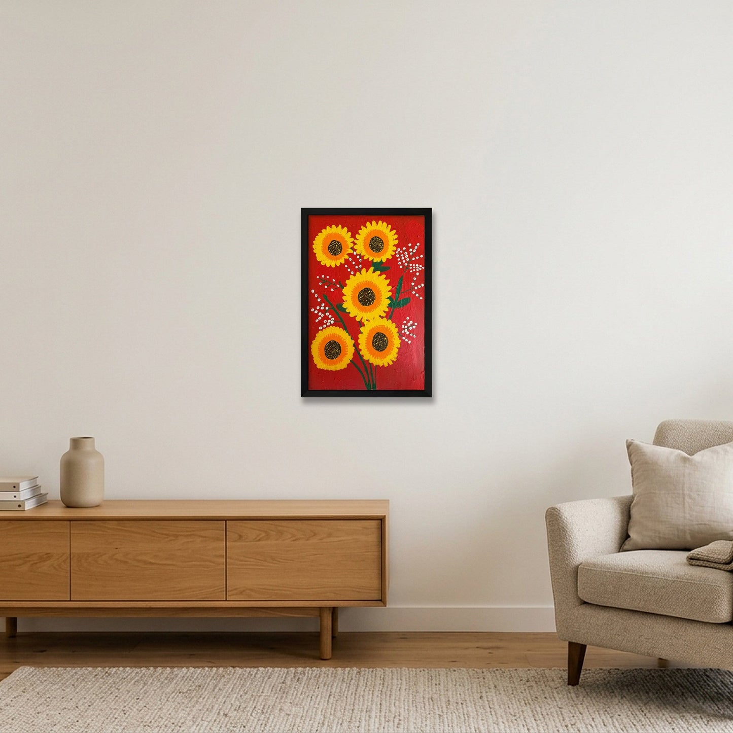 Sunflower Family  — 30×45cm, 12×18" Black Frame