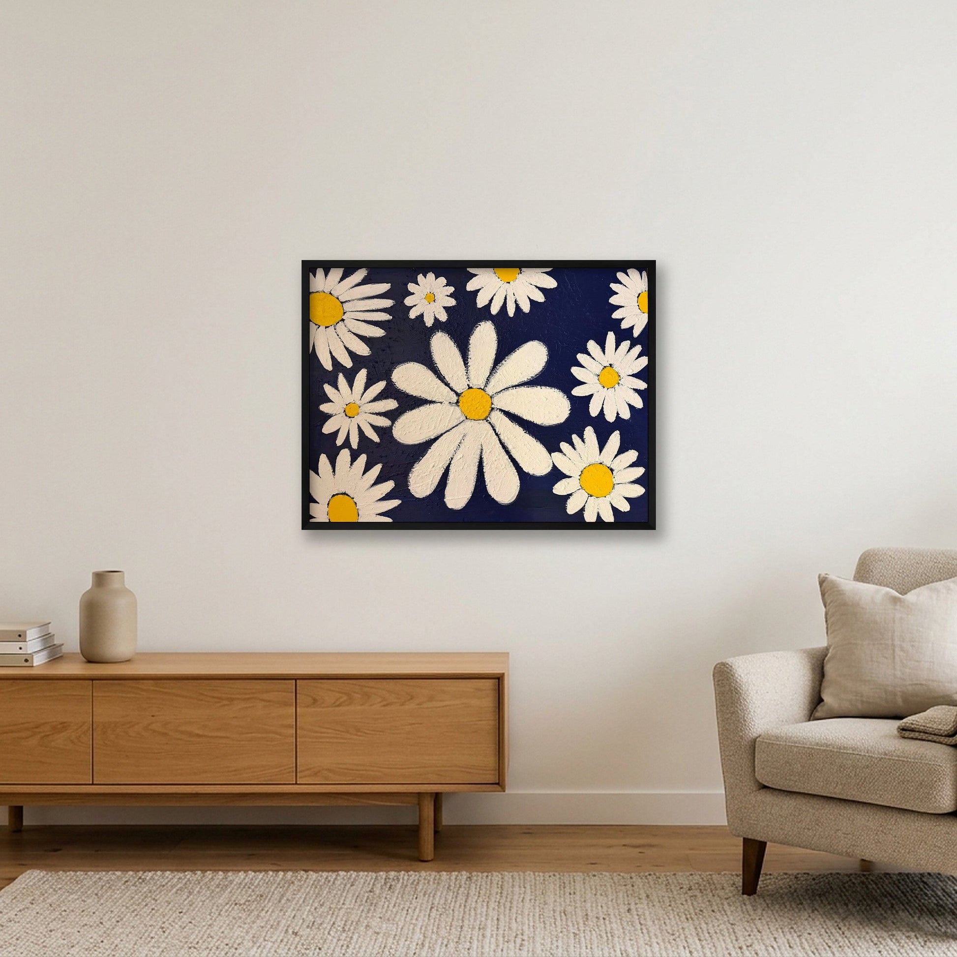 Daisies  — 80×60cm, 31×24" Black Frame
