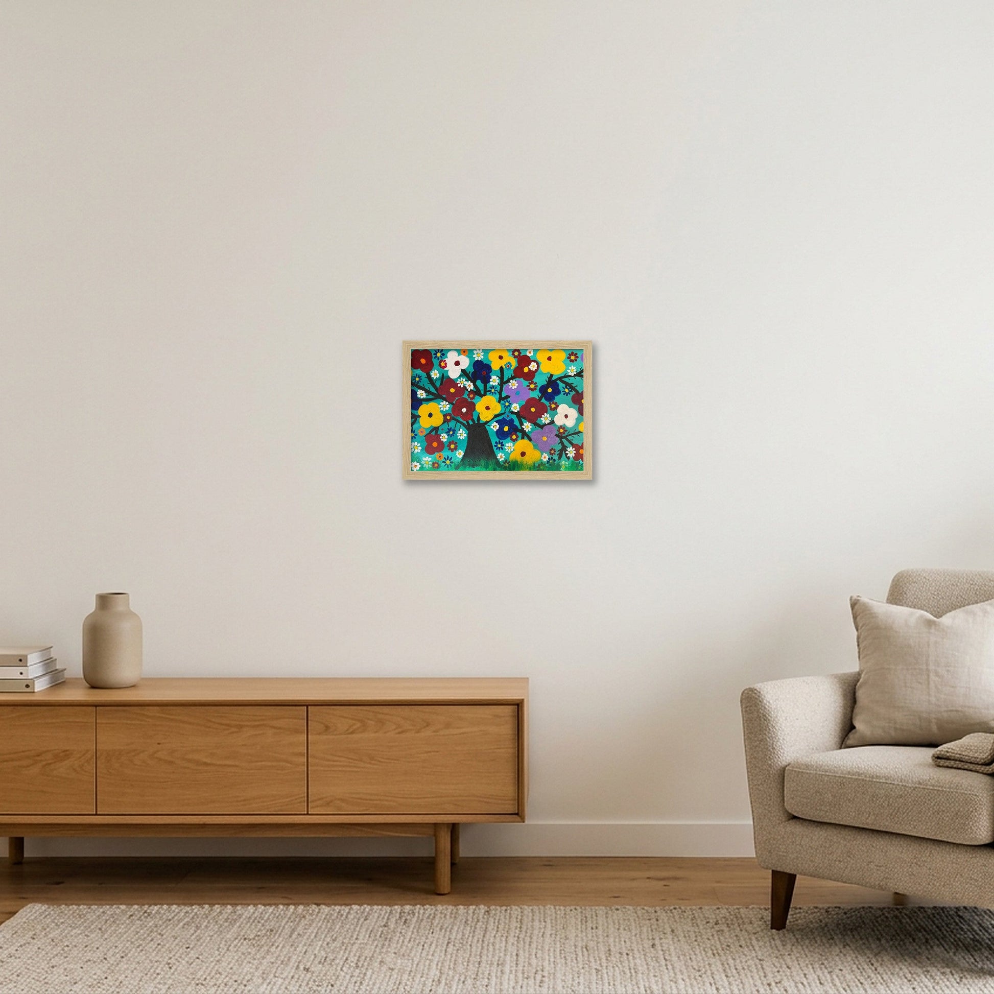 Bright Flowers — A4 (30×21cm, 12×8") Oak Frame