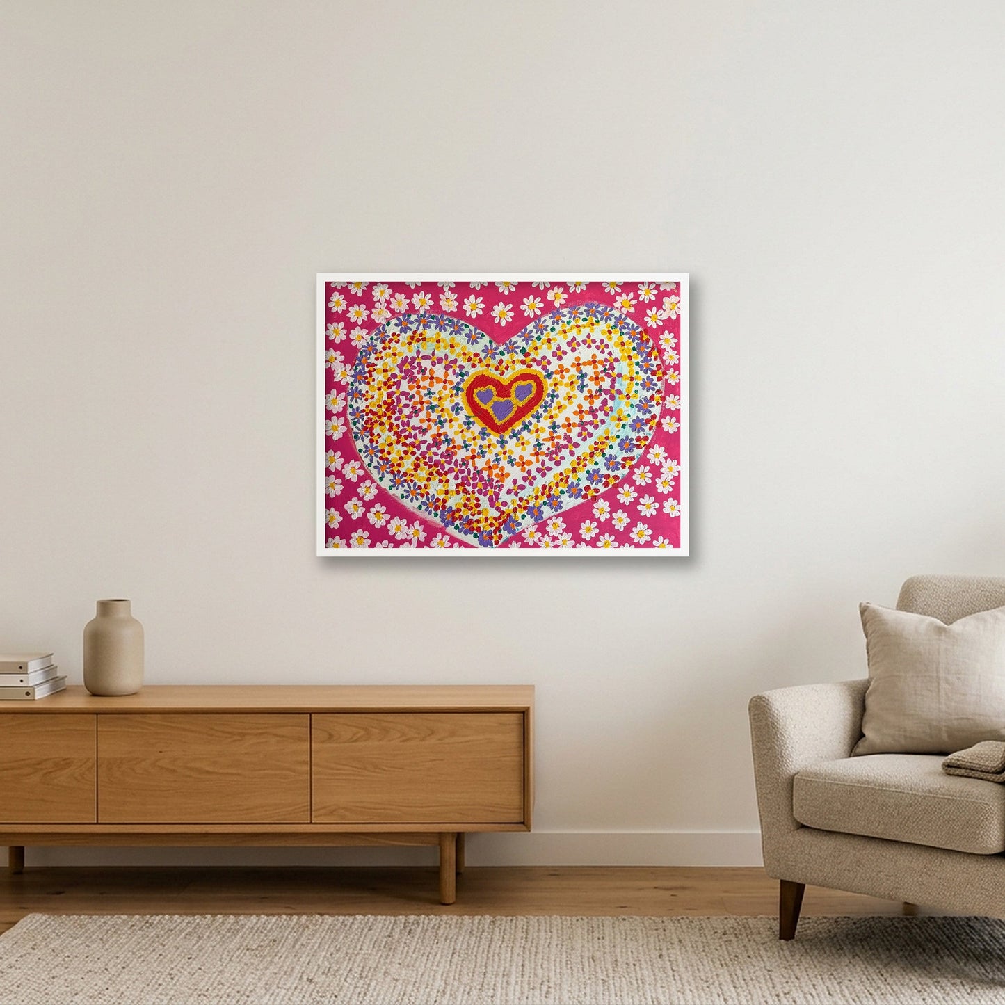 Heart of Daisy — 80×60cm, 31×24" White Frame